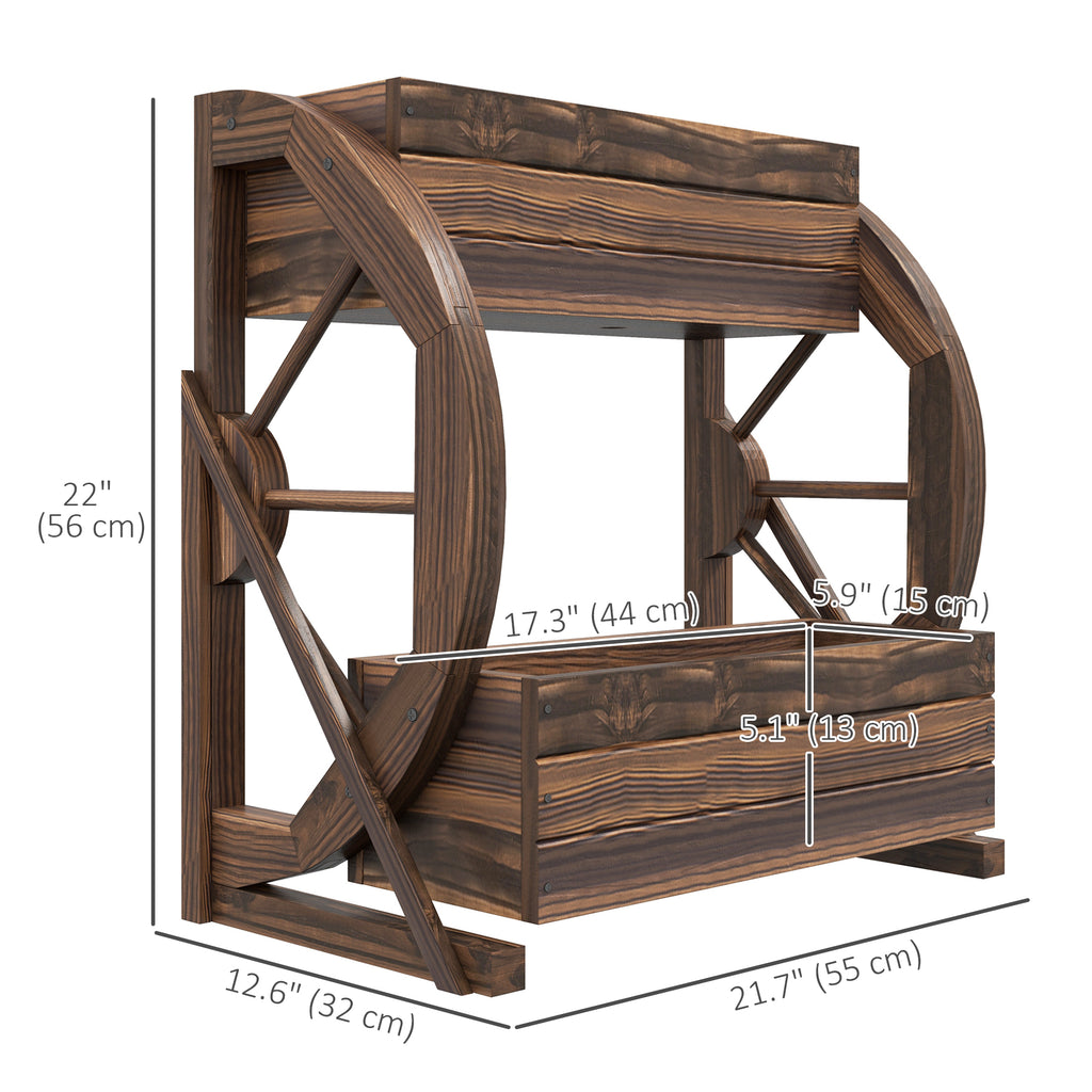 Wooden Wagon Planter Box, 2-Tier Raised Garden Bed, for Vegetables Flowers Herbs