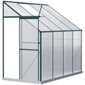 Walk-In Garden Greenhouse Aluminum Polycarbonate with Roof Vent for Plants Herbs Vegetables 8' x 4' x 7' Silver