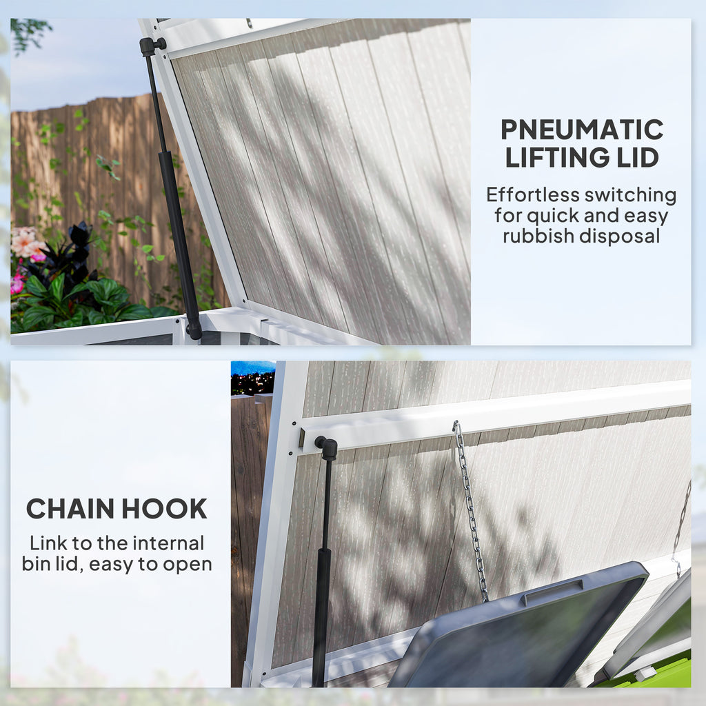 41 Cu. Ft. Outdoor Storage Shed, Outdoor Horizontal Trash Can Storage with Chain Lid, Lockable Storage Box, Light Grey