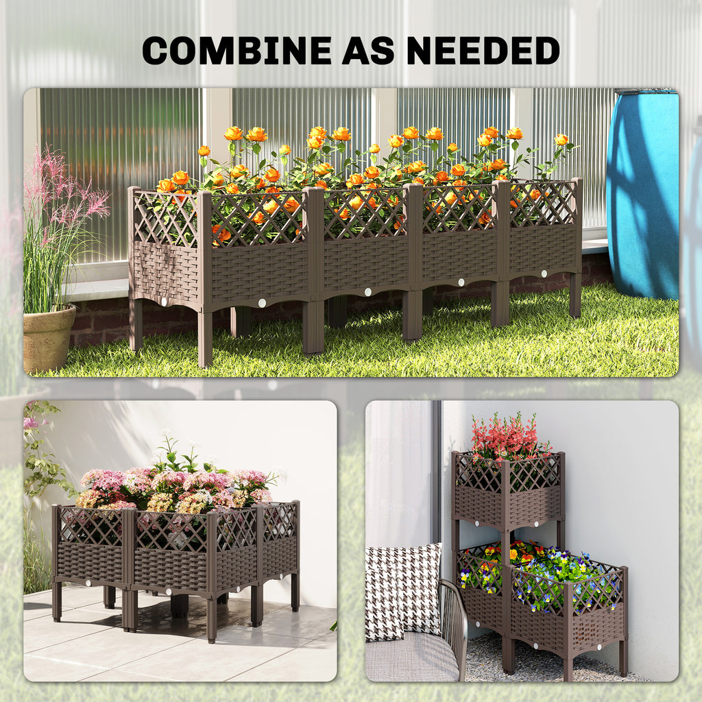 Raised Garden Bed with Legs, Self Watering Elevated Planter Boxes with Drainage Holes, 63" x 15.7" x 20.3"