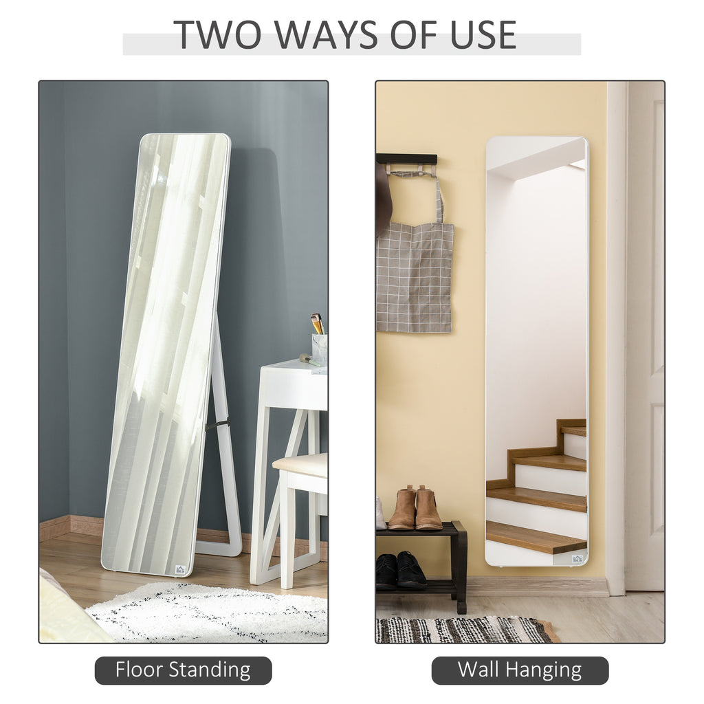 Full Length Mirror for Bedroom, Free Standing Dressing Mirror, Wall Mirror with Wood Frame, 15" x 61", White