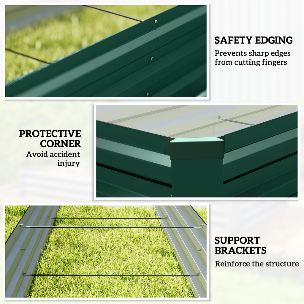 8'x2'x1' Galvanized Raised Bed, Large Elevated Planter Box for Growing Flowers, Herbs and Vegetables, Green