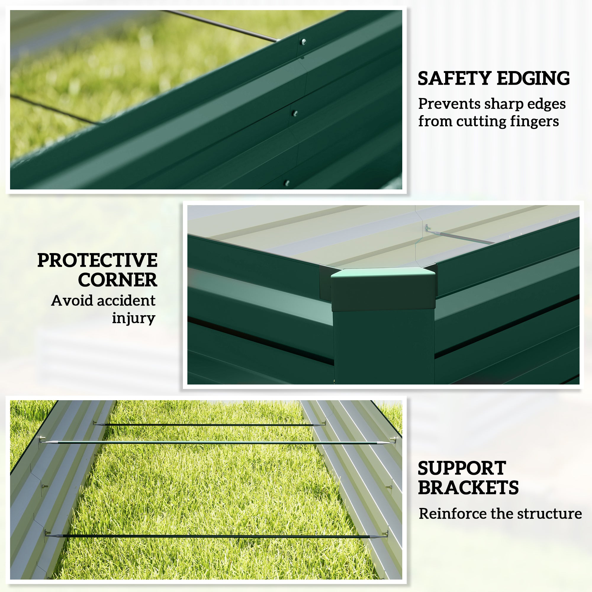 8'x2'x1' Galvanized Raised Bed, Large Elevated Planter Box for Growing Flowers, Herbs and Vegetables, Green