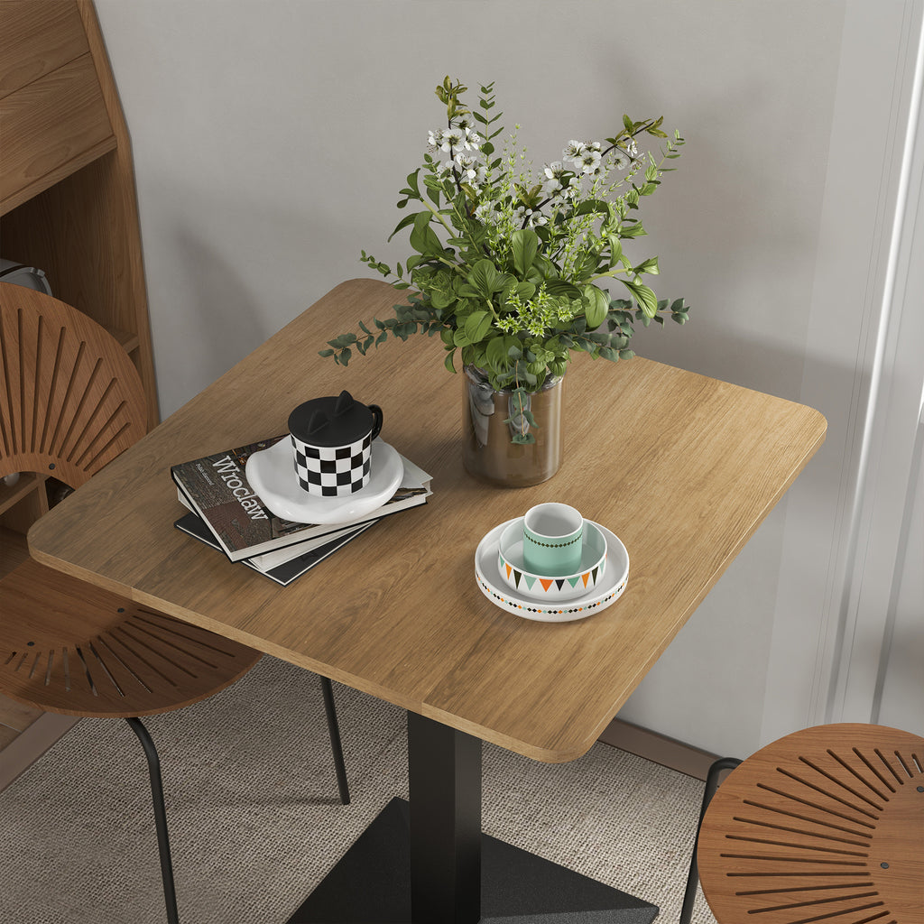 28" Square Dining Table, Modern Dining Room Table with Steel Base, Space Saving Small Kitchen Table, Dark Brown