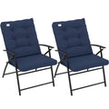 Set of 2 Outdoor Folding Chairs with Adjustable Backrest, Padded Camping Chairs for Outdoor Events, Blue