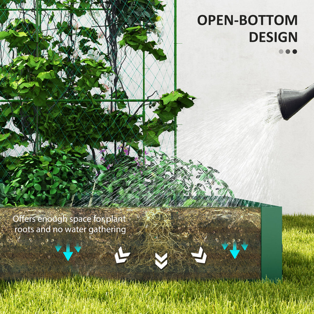 Metal Raised Garden Bed with Trellis for Climbing Plants, Galvanized Garden Bed Kit Outdoor Garden Box with Trellis
