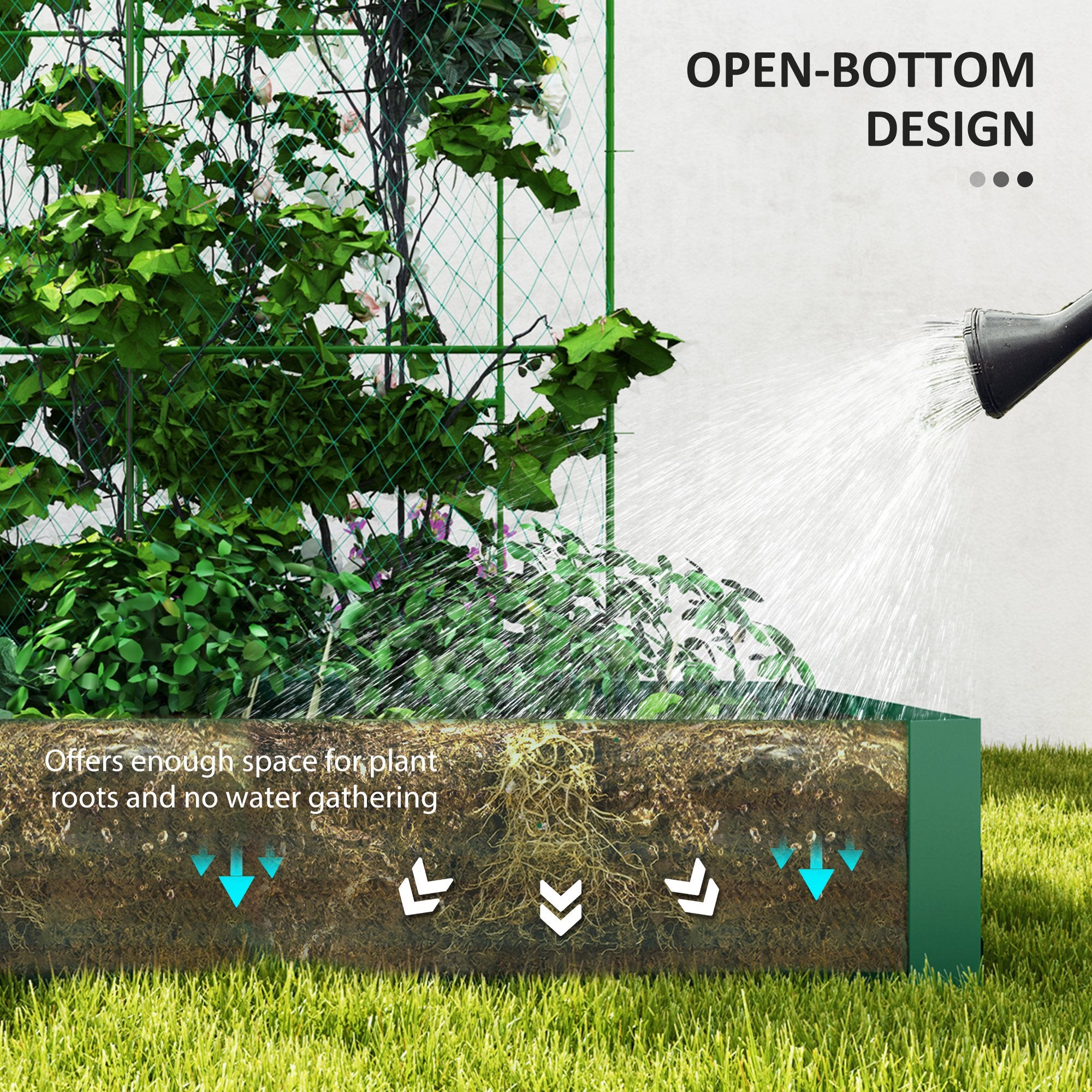 Metal Raised Garden Bed with Trellis for Climbing Plants, Galvanized Garden Bed Kit Outdoor Garden Box with Trellis