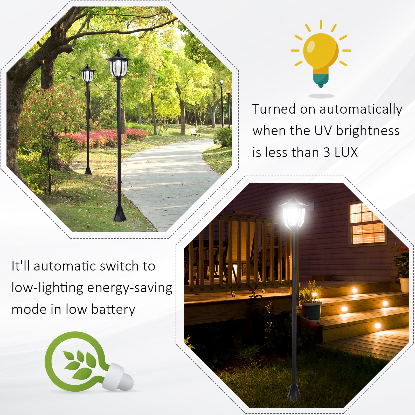Solar Torch Lights Outdoor Garden Lighting 6 LED Water-Resist Auto On/Off 6 Hours