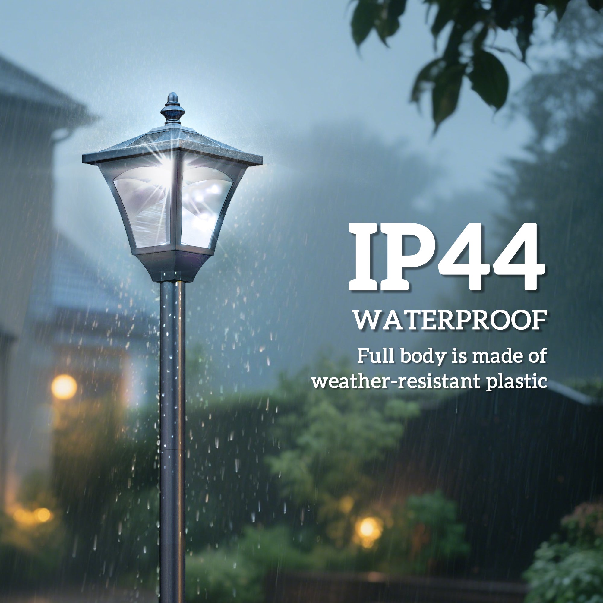 Single Solar Lamp Post Garden Solar-Powered LED Streetlight Style Outdoor Light Waterproof 5-6 Hours with Base for Lawn Pathway Walkway 47"H, Black
