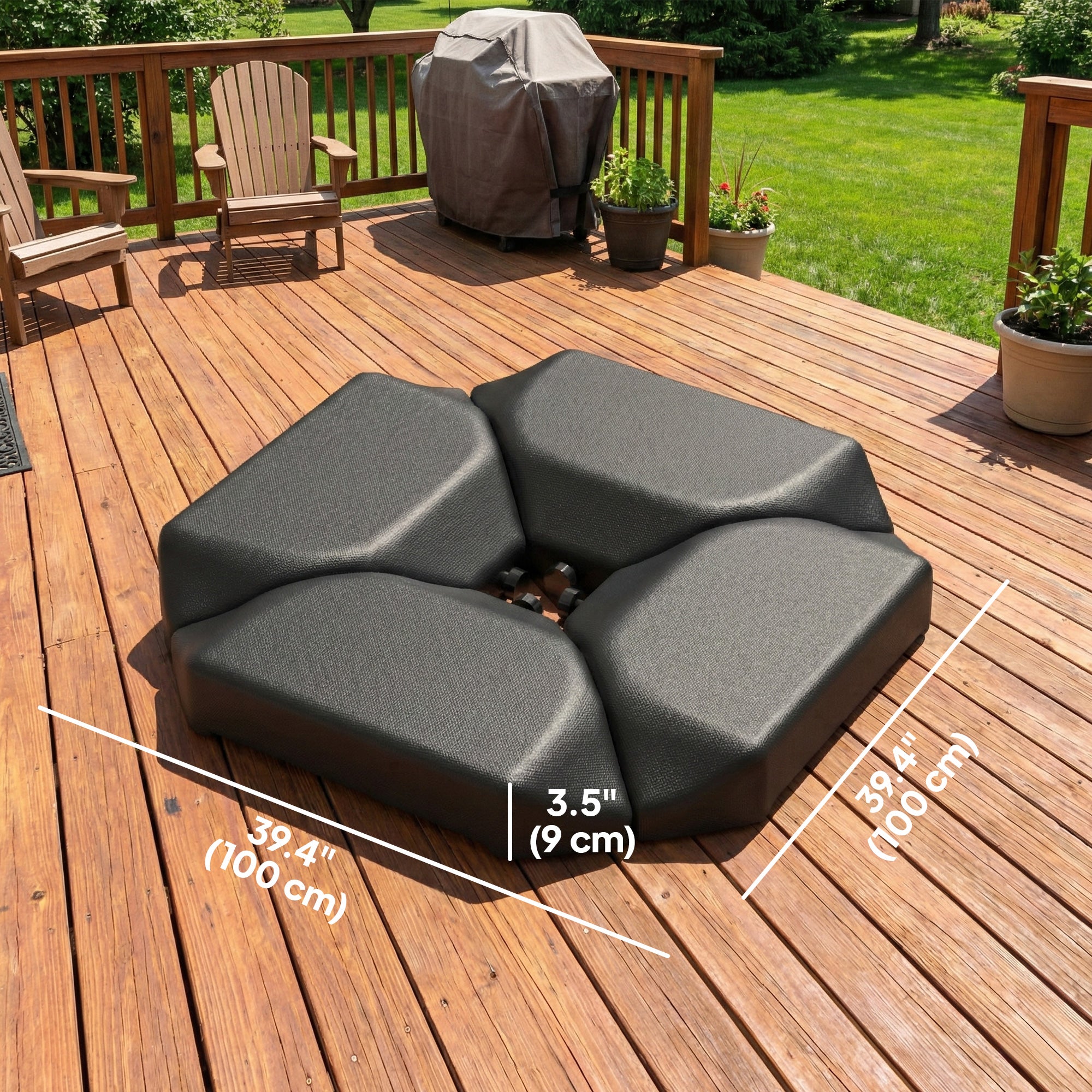 4PCs Cantilever Umbrella Base Weights for Offset Banana Parasol, HDPE Water or Sand Filled Patio Umbrella Weights