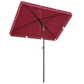 6.5x4ft Rectangle Patio Umbrella Aluminum Tilt Adjustable Garden Parasol Sun Shade Outdoor Canopy Red