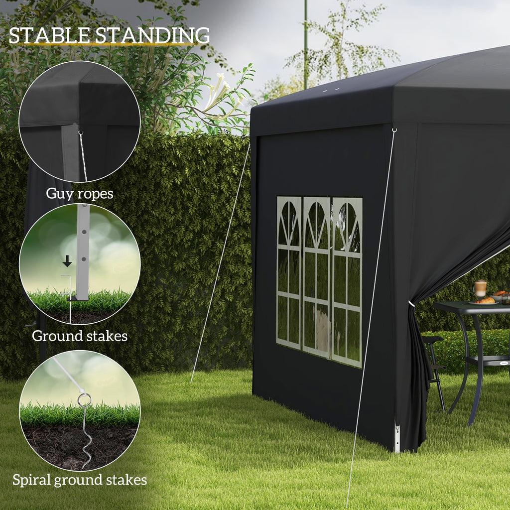 10'x10' Outdoor Pop Up Party Tent Wedding Gazebo Canopy with Carrying Bag (Black)