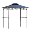 8' x 5' Hardtop Grill Gazebo, Aluminium BBQ Canopy Gazebo, Outdoor Canopy with Side Shelves & Double Roof