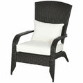 Patio Wicker Adirondack Chair, Outdoor Rattan Muskoka Chair with Cushions for Patio, Garden, Backyard, Cream