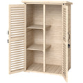 30" x 20" x 47" Wooden Garden Shed, Outdoor Storage Shed with Waterproof Asphalt Roof, Shelves, Natural
