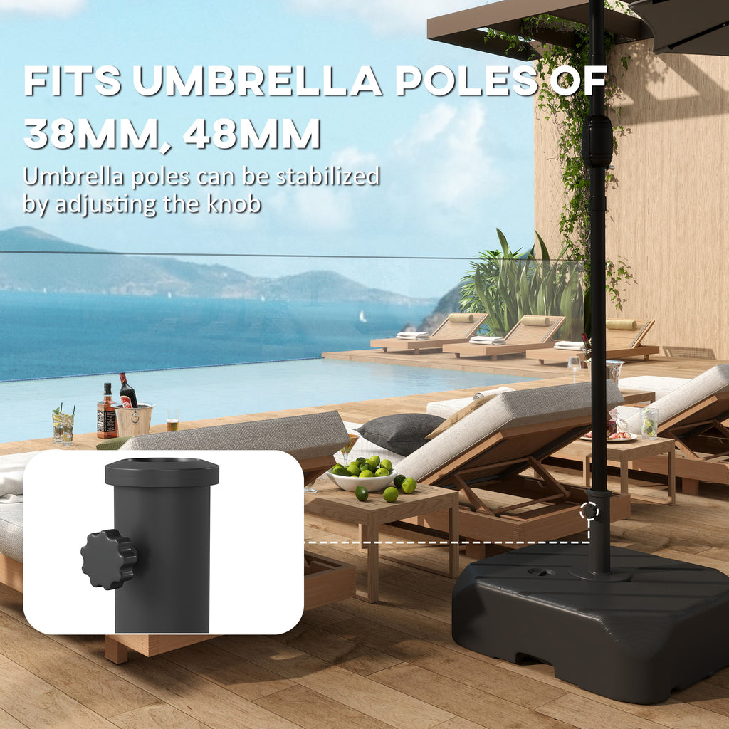 Patio Umbrella Base with Wheels, Telescopic Handle, 158 lb Sand/99 lb Water Filled Outdoor Patio Umbrella Stand, Black