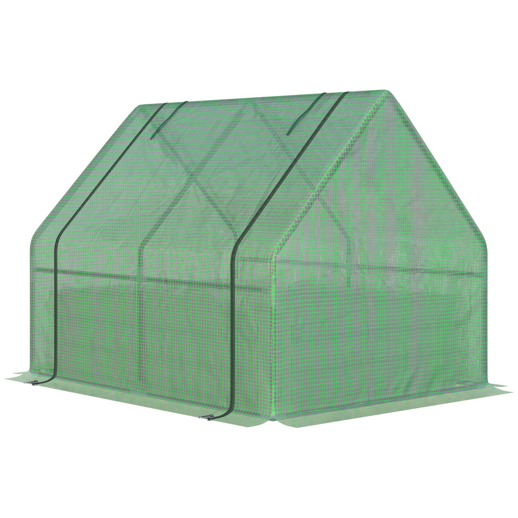 Steel Outdoor Raised Garden Bed with Greenhouse,Cover, Roll Up Door, Dual Use, 50"x37.4"x36.2", Green