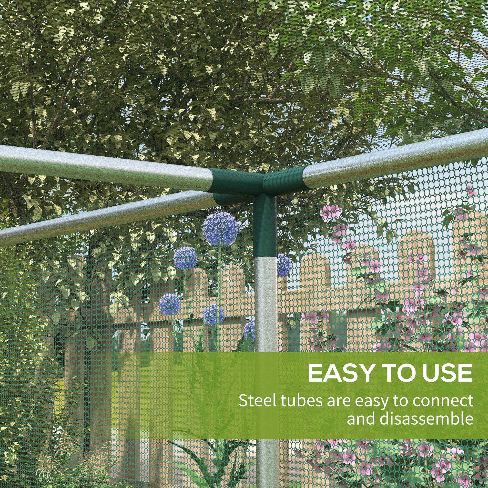 Galvanized Steel Crop Cage, Plant Protection Tent with Zippered Door, 12' x 4', Green