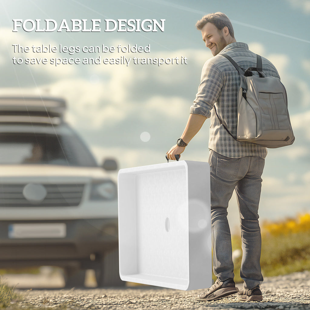 3.4ft Folding Ice Cooler Table with Drain, Outdoor Patio Party Cooler for Drinks, Fishing Cleaning Table with Storage Shelf for Picnic BBQ Camping Wedding, White