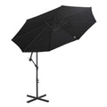 9.7ft Offset Patio UmbrellaCantilever Parasol with Crank Handle, 8 Ribs and Cross Base for Outdoor, Sun Shade, Black