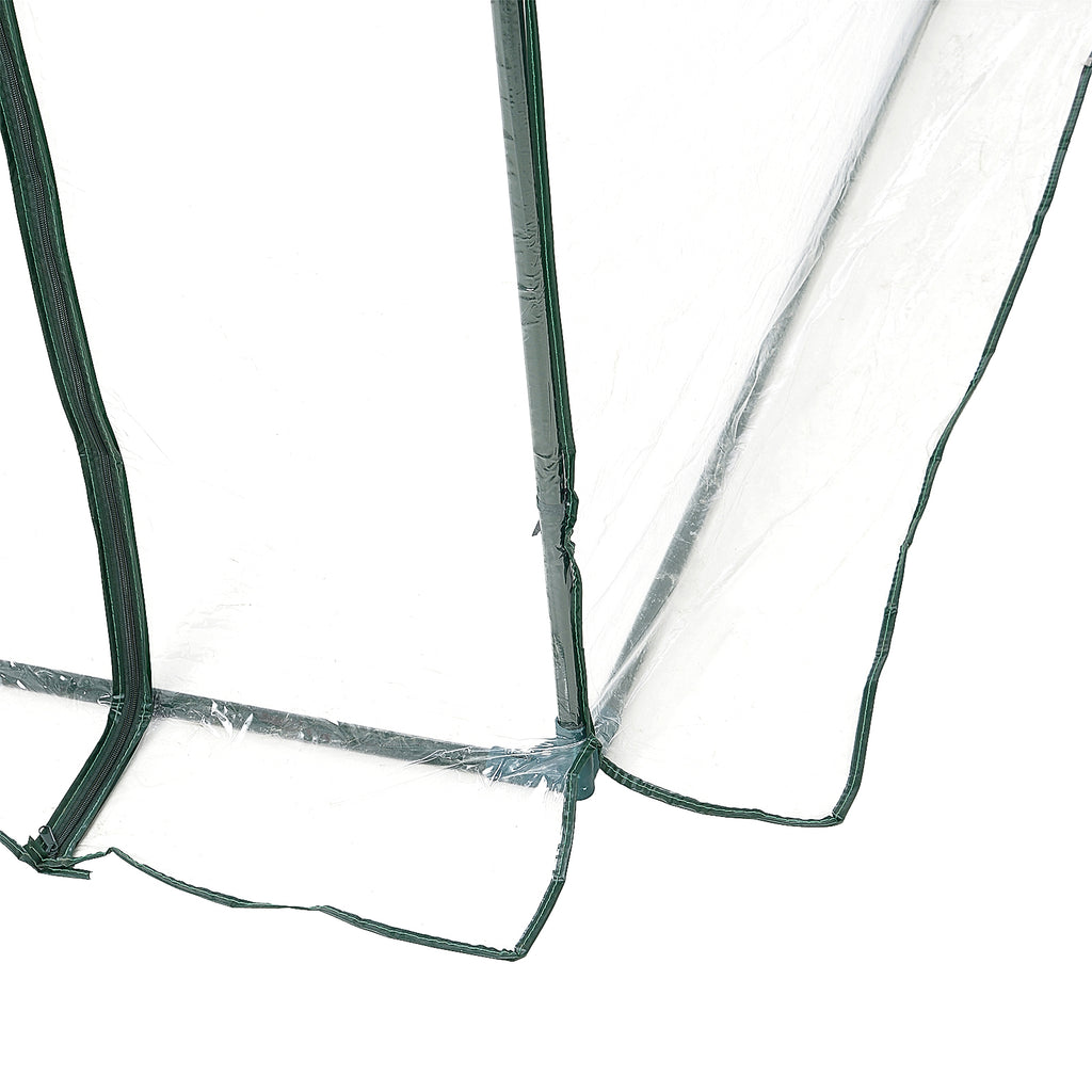 Dome Tunnel Greenhouse Plant Shed with Roll Up Door, 6.6' x 8.2' x 6.6', Transparent