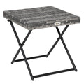 Rattan Coffee Table Folding Patio Outdoor Side Table Wicker for Balcony, Porch, Poolside, 15.75"x15.75"x15.75", Grey
