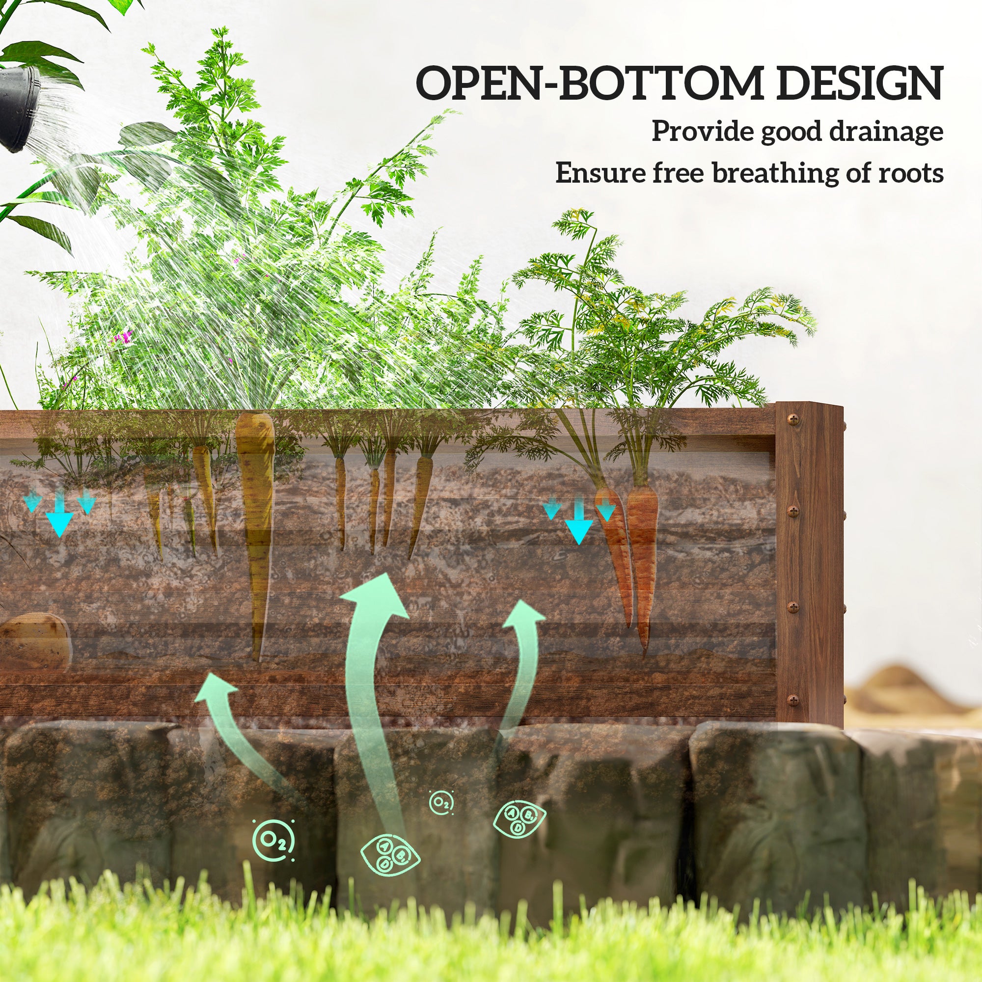 L-Shaped Raised Garden Bed, 82" x 109" x 12" Galvanized Steel Planter Box with Multi-reinforced Rods for Vegetables, Flowers and Herbs, Dark Brown Wood Effect