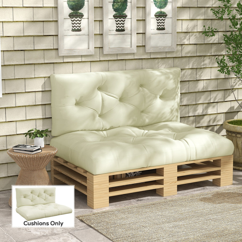 2 Seater 5" Thick Outdoor Seat Cushions with Back Cushion for Pallet, Loveseat Outdoor Furniture Cushions, Cream White