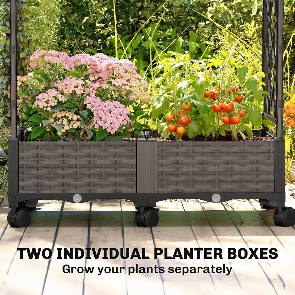 Raised Garden Bed with Arch Trellis, Raised Bed for Garden on Wheels with Side Trellis for Climbing Plants, Flowers