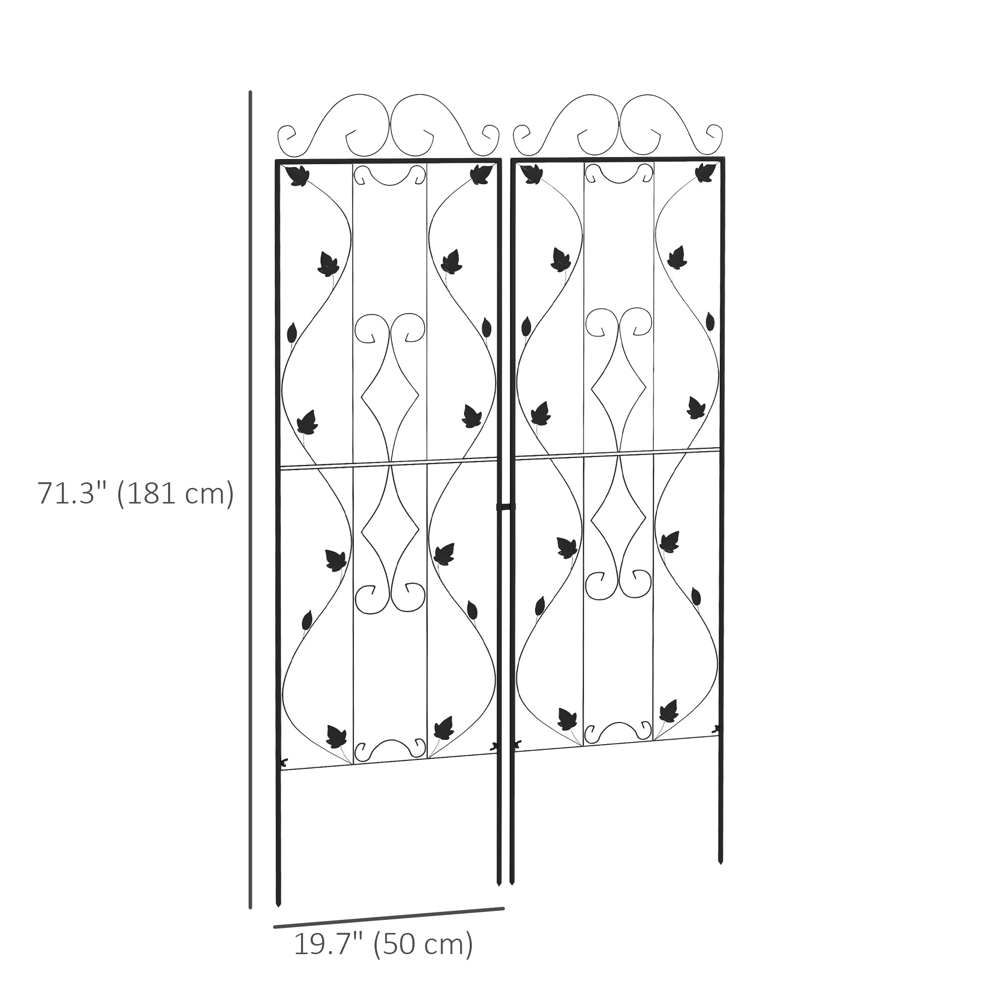 Metal Trellis Set of 2, Garden Trellis for Climbing Plant Support Frames, Leaf Design