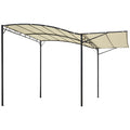10x8ft Patio Metal Gazebo with Extendable Side Awning Outdoor Shelter Garden Sun Shade Canopy Deck Door Window Awning Cream White