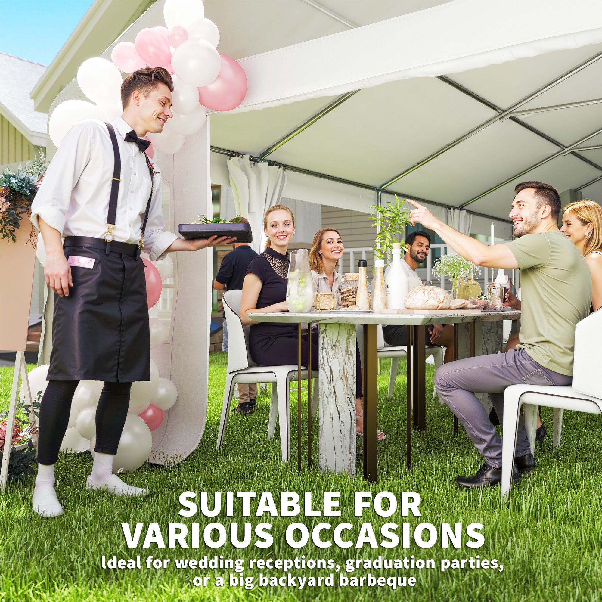 Heavy Duty Party Tent, 20' x 40' Large Sun Shade Canopy Tent for Parties, Wedding, Events, BBQ Grill, White