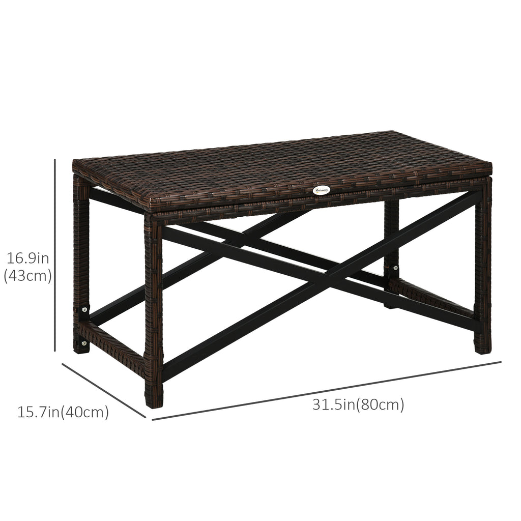 Patio Wicker End Table, Outdoor PE Rattan Side Table, with Plastic Board Under the Full Woven Table Top for Patio, Garden, Balcony, Mixed Brown