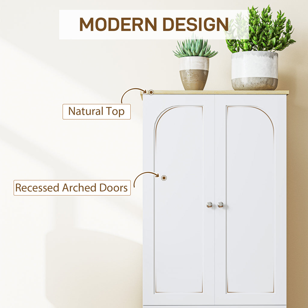 72" Tall Pantry Cabinet, Kitchen Pantry Cabinet with Adjustable Shelves, Storage Cabinet with 4 Doors, White