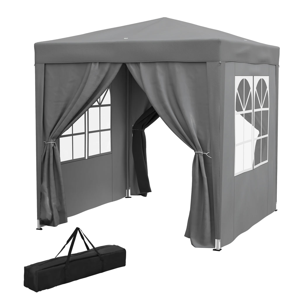 6.6'x6.6' Pop Up Canopy Tent with Sidewalls, Instant Sun Shelter Camping Gazebo with Carry Bag, Grey
