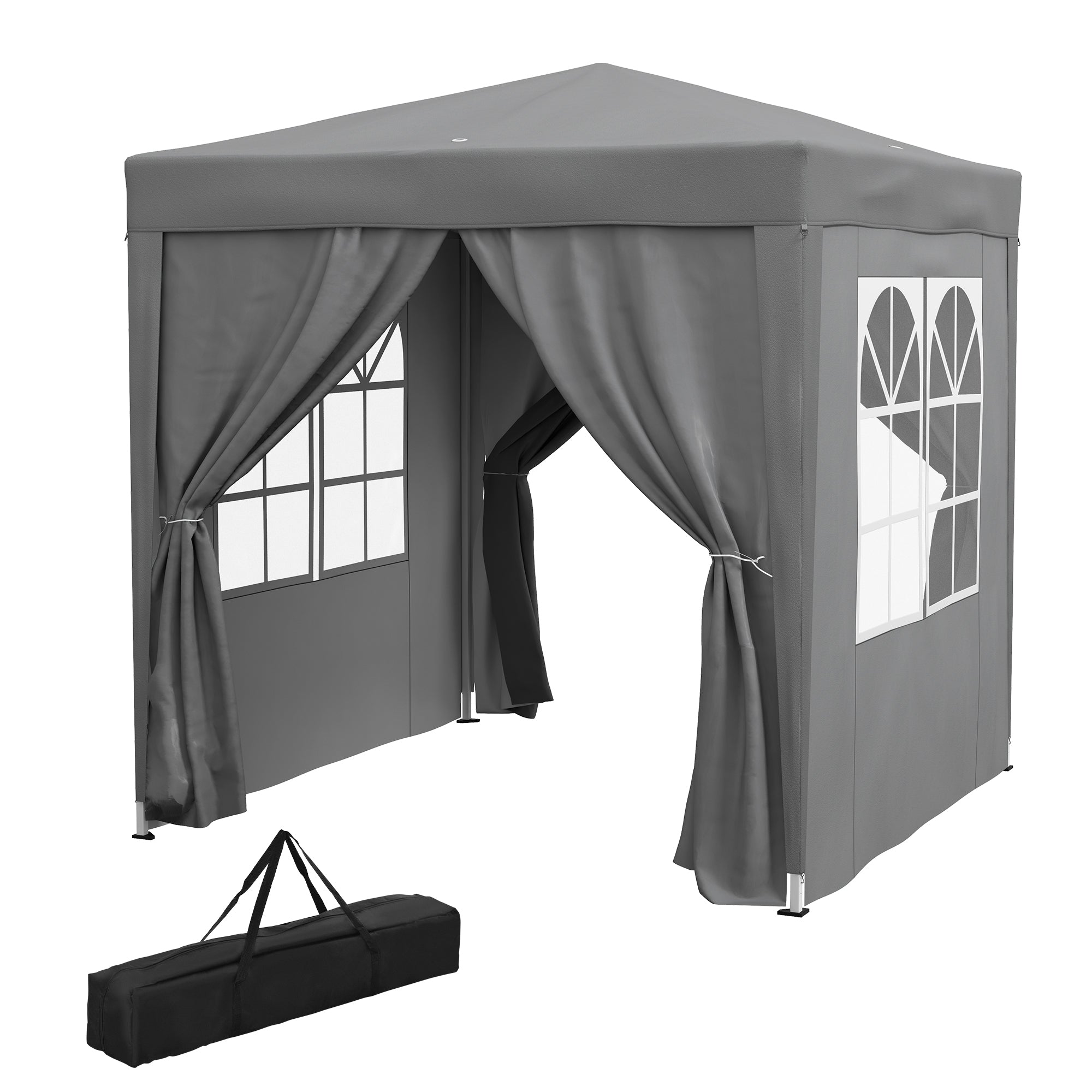 6.6'x6.6' Pop Up Canopy Tent with Sidewalls, Instant Sun Shelter Camping Gazebo with Carry Bag, Grey
