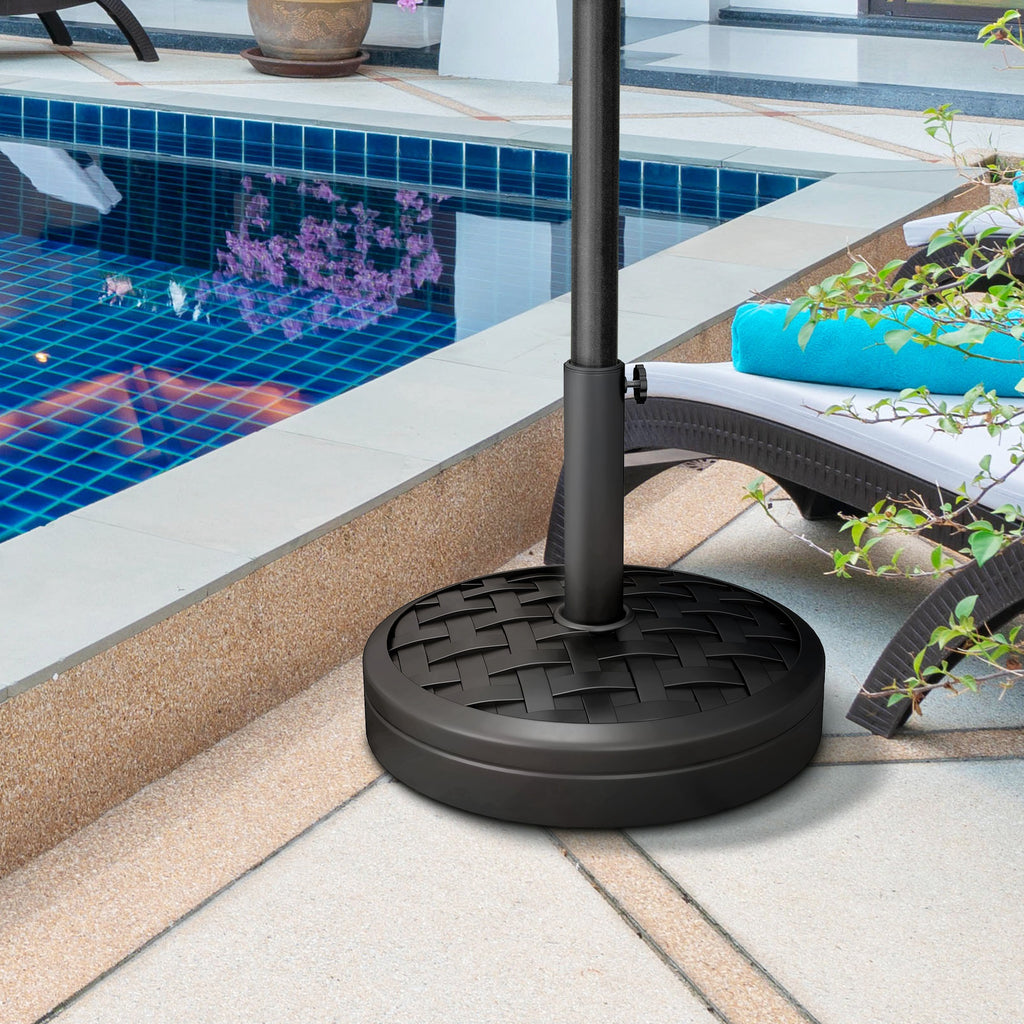 40lbs. Concrete Umbrella Base with Rattan Effect, Heavy Duty Parasol Stand for Outdoor Patio Umbrella, Black