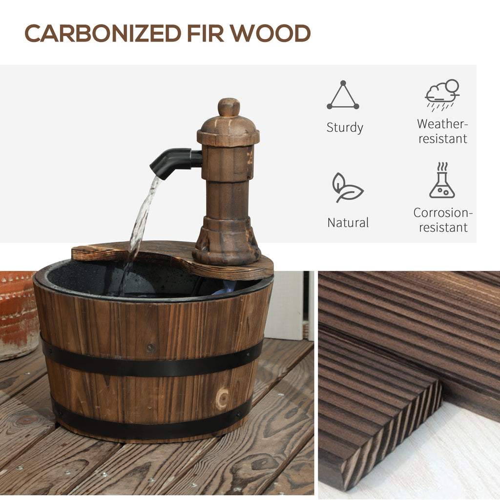 Outdoor Fountain, Garden Water Fountain with Electric Pump for Porch, Deck, Yard, Carbonized