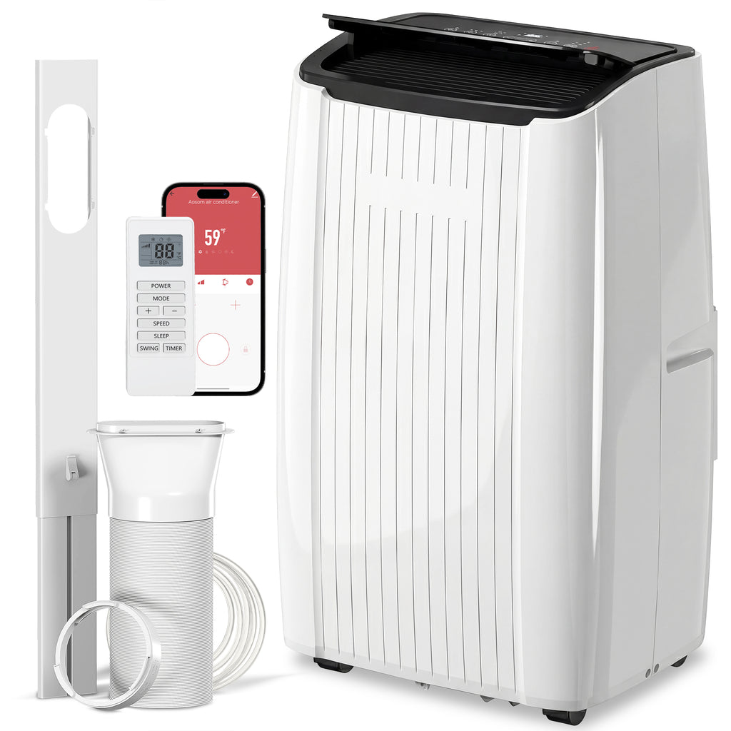 14000 BTU 5-in-1 Portable Air Conditioner with Cool, Heat, Dehumidifier, Fan, Sleep, WiFi Voice Control, White