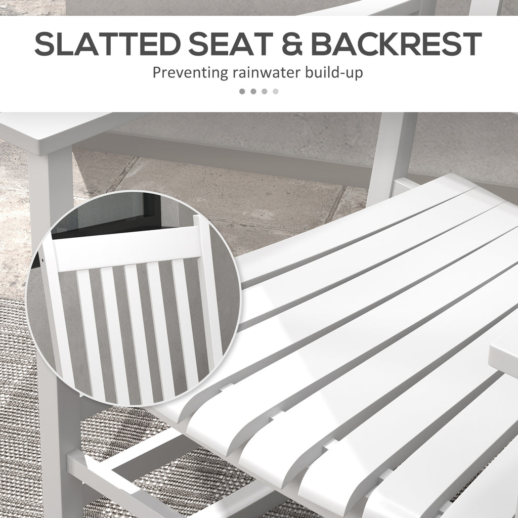 Wooden Patio Rocking Chairs Set of 2, Outdoor Rocker Chairs with Wide Armrests, High Back for Garden, Balcony, White