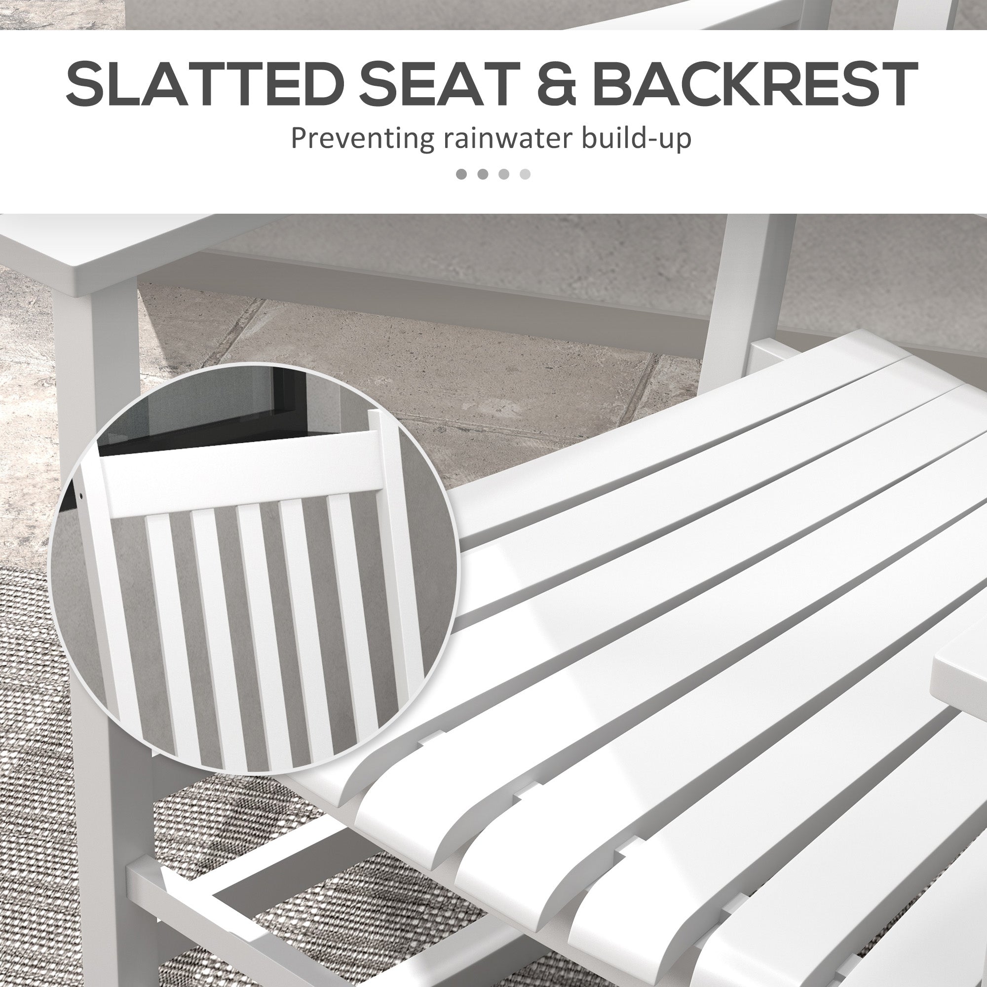 Wooden Patio Rocking Chairs Set of 2, Outdoor Rocker Chairs with Wide Armrests, High Back for Garden, Balcony, White
