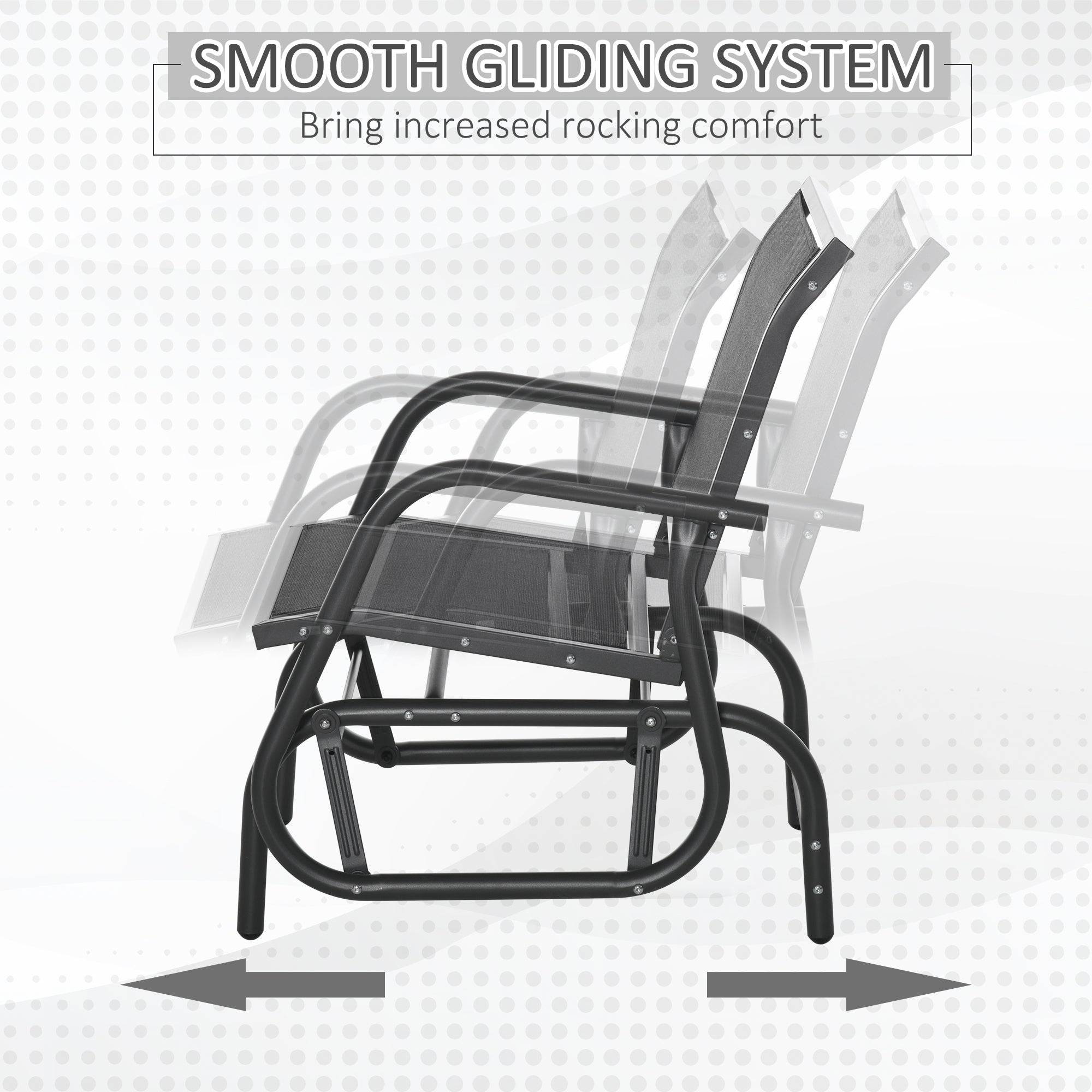 Patio Glider Set of 2 Outdoor Glider Chair with Breathable Mesh Seat & Backrest, Armrests and Metal Frame, Black