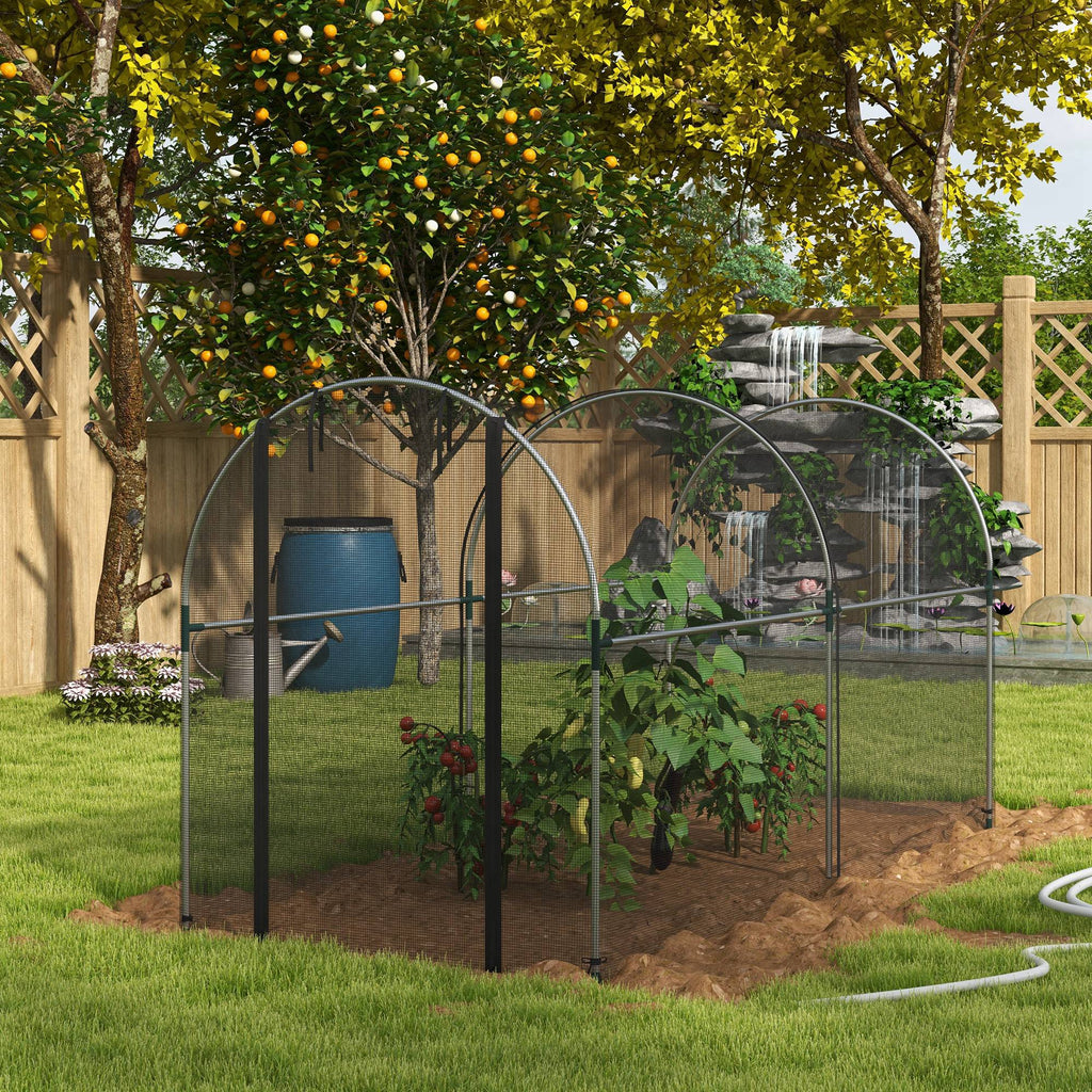 9.8' x 3.9' Crop Cage with Zipper Roll-Up Door, Mesh Plant Protection Tent from Animals with Galvanised Steel Frame