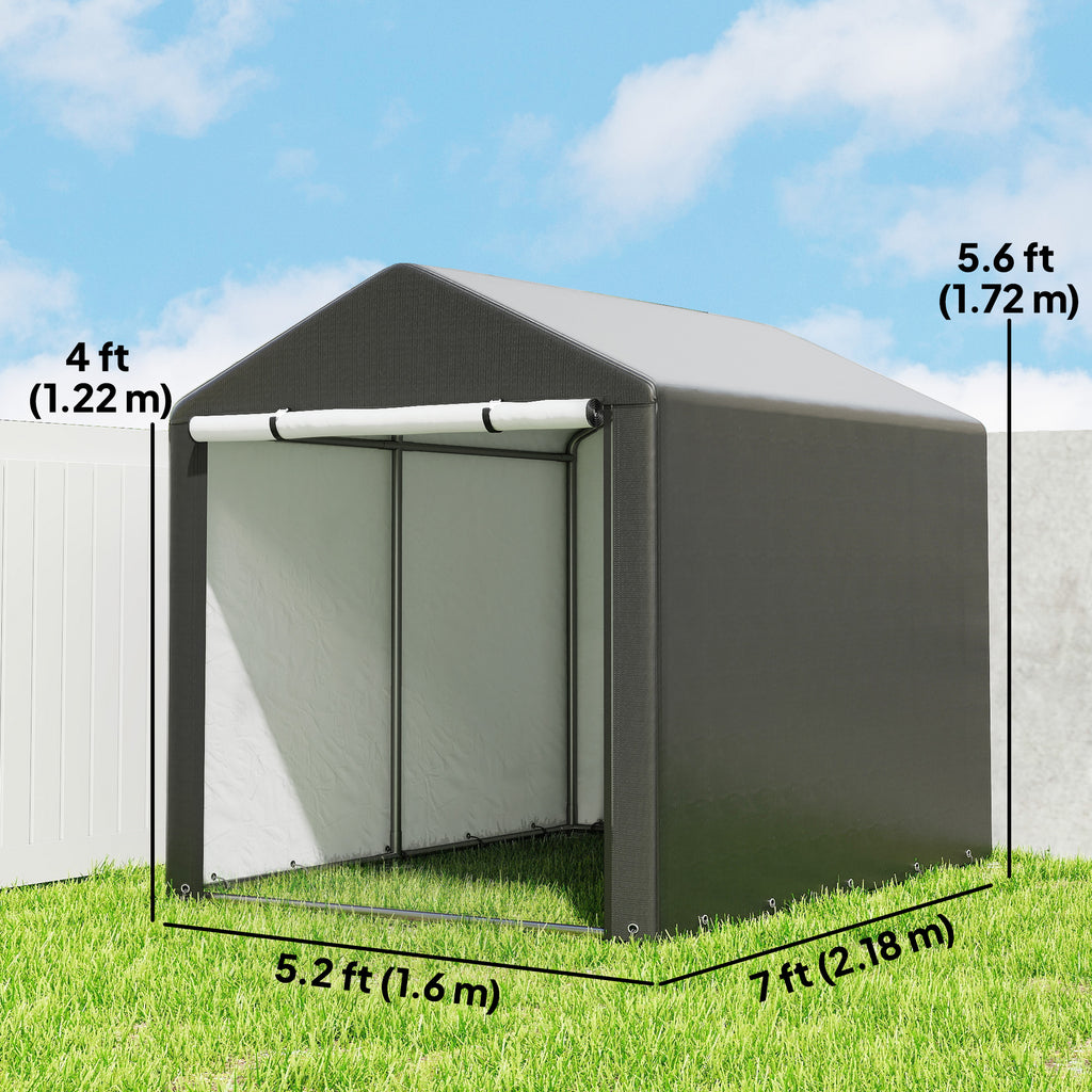 Portable Bicycle Shed with Galvanised Steel Frame and Large Door, Waterproof Outdoor Shed for Garden Tools, Black