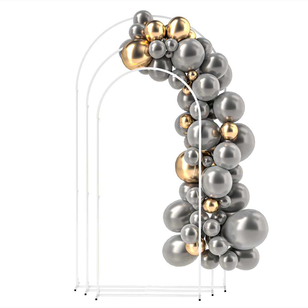 Wedding Arch, 7/6.5/6 ft Metal Balloon Arch Backdrop Stand Set of 3 for Birthday Party, Bridal Shower, White