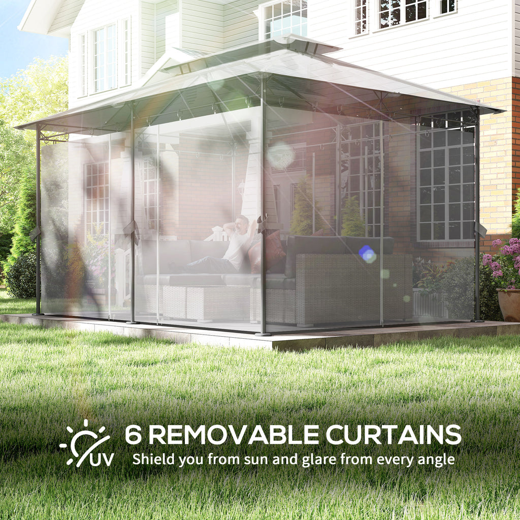 10'Â xÂ 13' Double Roof Patio Gazebo, Softtop Gazebo with Curtains, for Garden, Lawn, Backyard and Deck, Dark Grey
