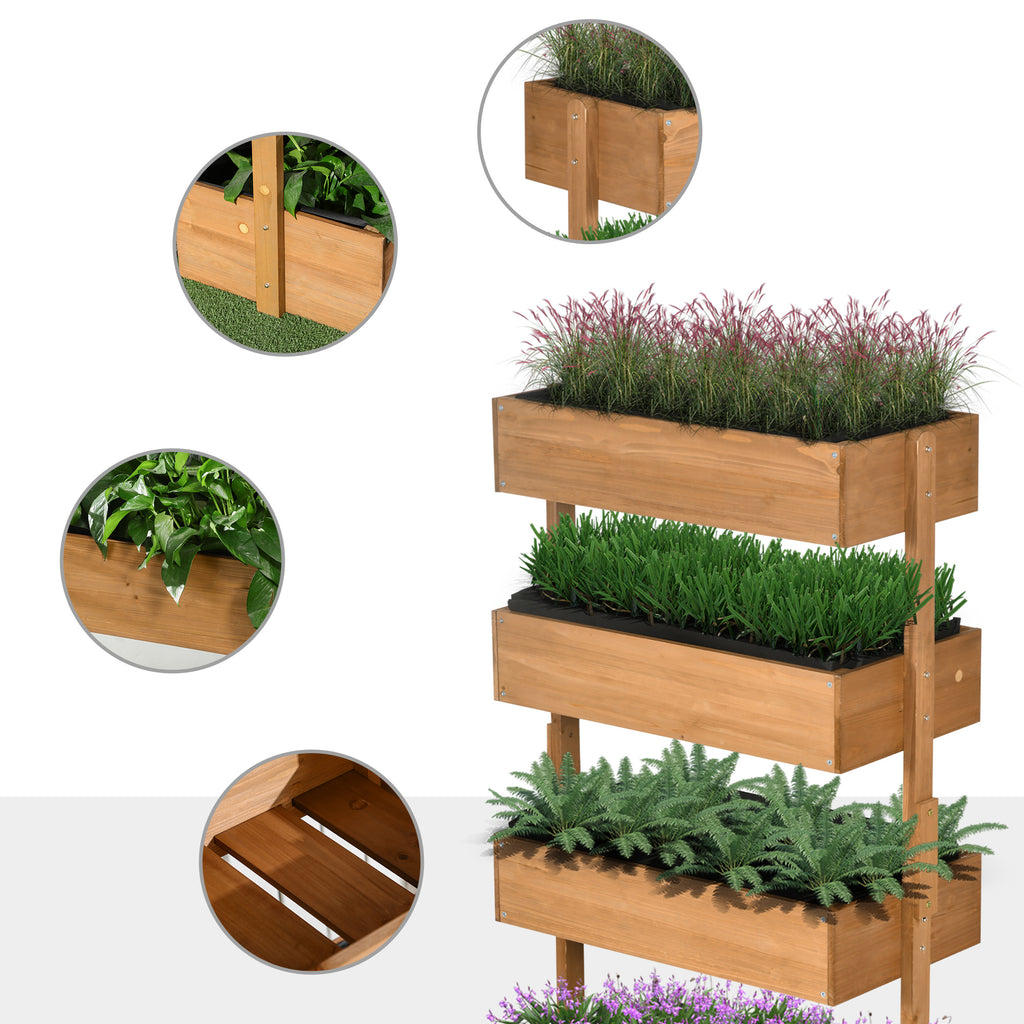 4-Tier Raised Garden Bed, 31.5" x 18" x 56" Vertical Elevated Planter Rack with Non-woven Fabric, Wooden Raised Planter Boxes for Indoor and Outdoor