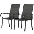 2 Piece PE Rattan Patio Dining Chairs with Steel Frame,  for Garden, Backyard, Pool Side, Porch, Black
