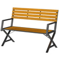 Outdoor Garden Bench, Patio Bench with Backrest and Armrests, 2-Person Garden Seating