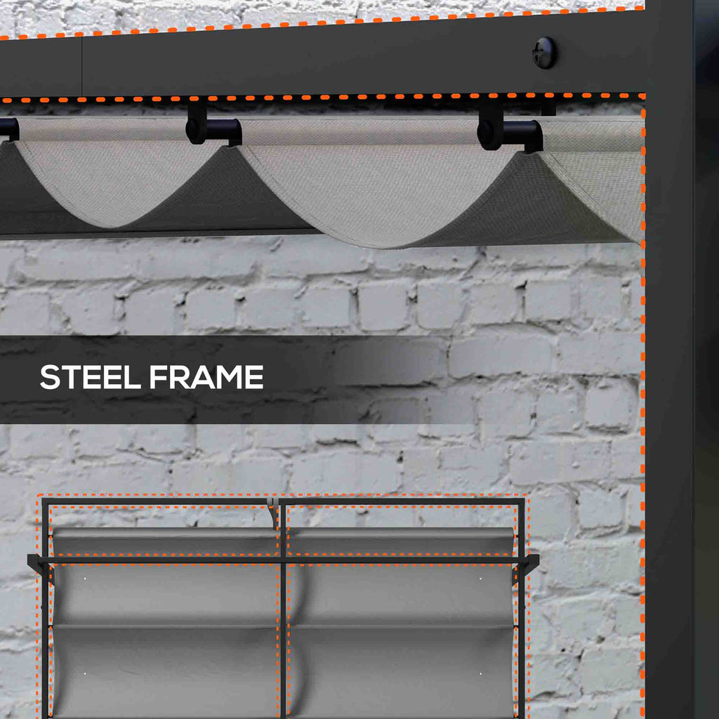 10' x 10' Retractable Pergola, Garden Gazebo Shade Shelter, for Grill, Patio, Deck, Dark Grey